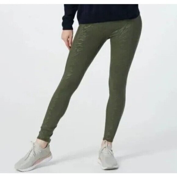 zuda Z-Stretch Foil Printed High-Waisted Legging Olive,Small pants - Picture 1 of 1